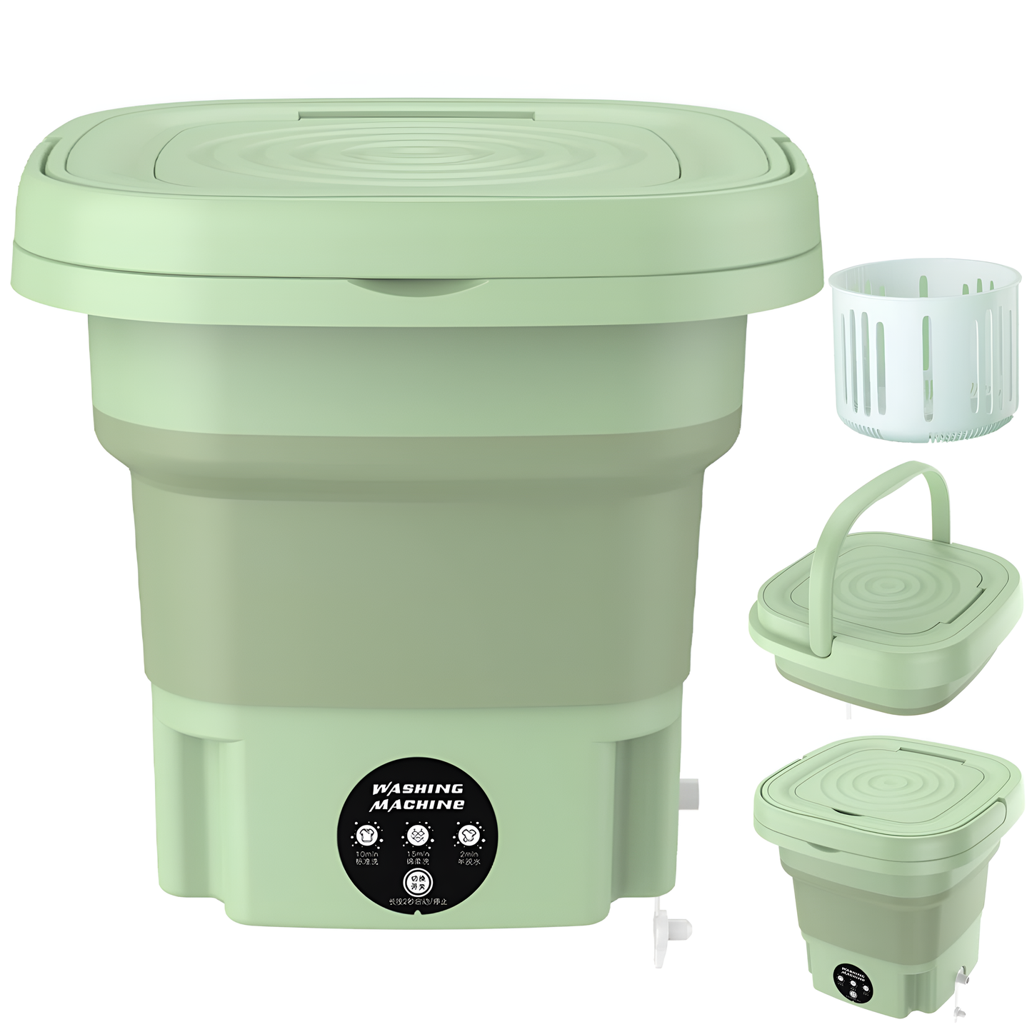 Portable Foldable Mini Top Loading Washing Machine with Spinner and Dryer for Baby Clothes, Semi Automatic Bucket Washer with Modes for Home, Travel