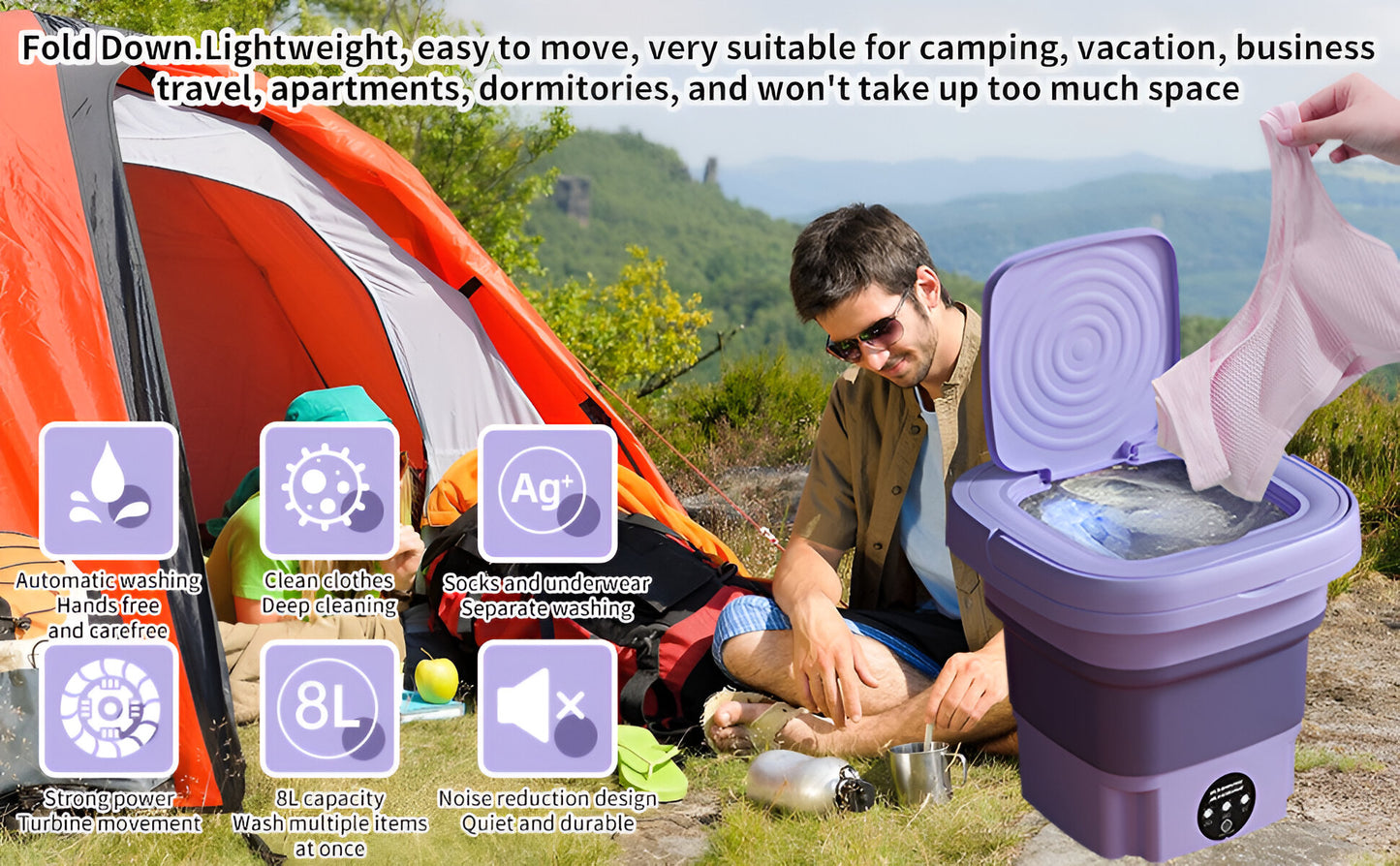 Portable Foldable Mini Top Loading Washing Machine with Spinner and Dryer for Baby Clothes, Semi Automatic Bucket Washer with Modes for Home, Travel